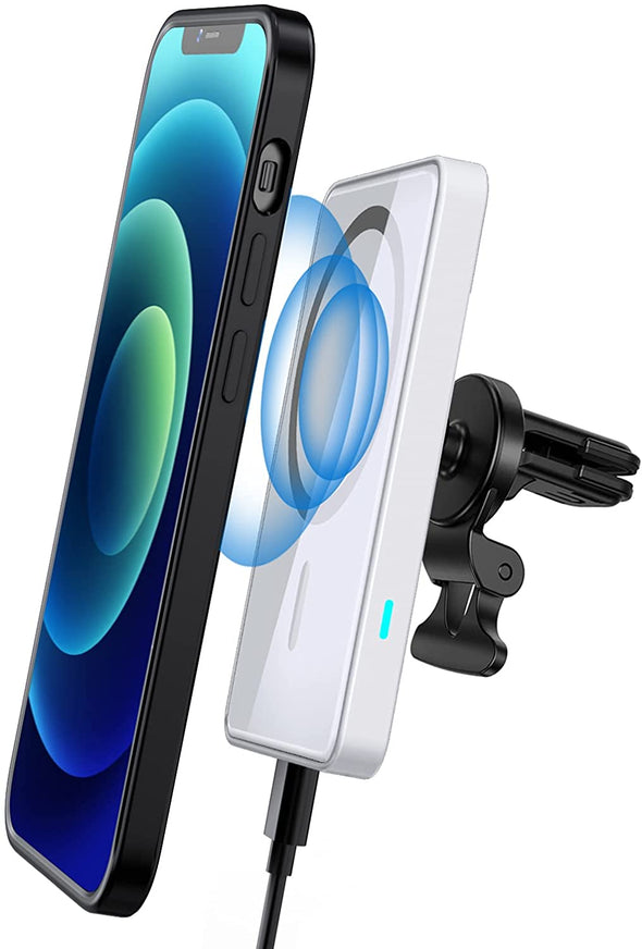 LL TRADER Magsafe Car Mount Wireless Charger Compatible with iPhone 12/12 Pro/Pro Max/Mini, Magnetic Phone Holder Stand 15W Fast Charging Car Mount