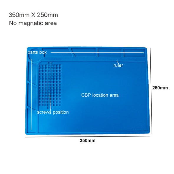 S-160 Silicone Pad Desk Platform 45x30cm for Soldering Station Iron Phone PC Repair Mat Magnetic Heat Insulation No Lead