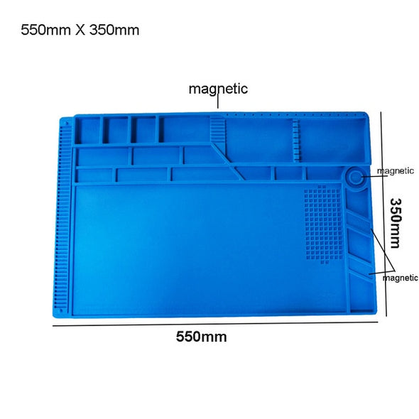 S-160 Silicone Pad Desk Platform 45x30cm for Soldering Station Iron Phone PC Repair Mat Magnetic Heat Insulation No Lead