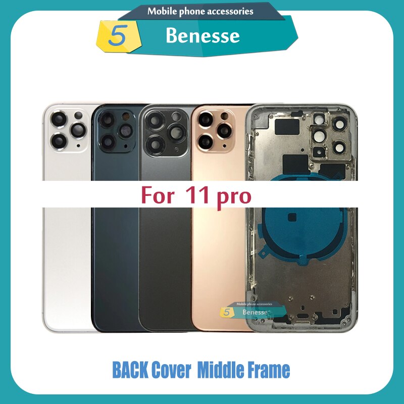 Back Housing for iPhone 11 11 Pro 11 Pro Max Cover Rear Door Chassis Middle Frame with Back Glass Tool