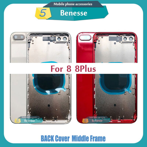 Back Housing for iPhone 8 / 8 Plus Back Cover Battery Door Rear Cover Chassis Middle Frame with Glass Replacement Parts