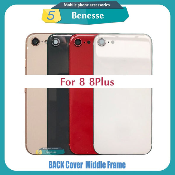 Back Housing for iPhone 8 / 8 Plus Back Cover Battery Door Rear Cover Chassis Middle Frame with Glass Replacement Parts