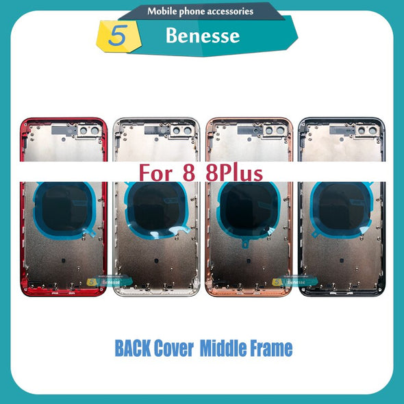 Back Housing for iPhone 8 / 8 Plus Back Cover Battery Door Rear Cover Chassis Middle Frame with Glass Replacement Parts