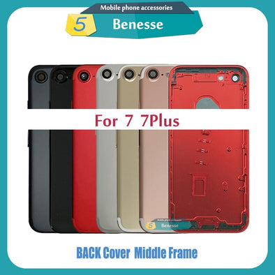 Back Housing for iPhone 7 / 7 Plus Back Cover Battery Door Rear Cover Chassis Middle Frame with Glass Replacement Parts