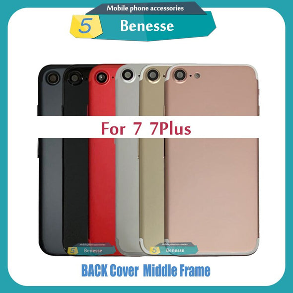 Back Housing for iPhone 7 / 7 Plus Back Cover Battery Door Rear Cover Chassis Middle Frame with Glass Replacement Parts