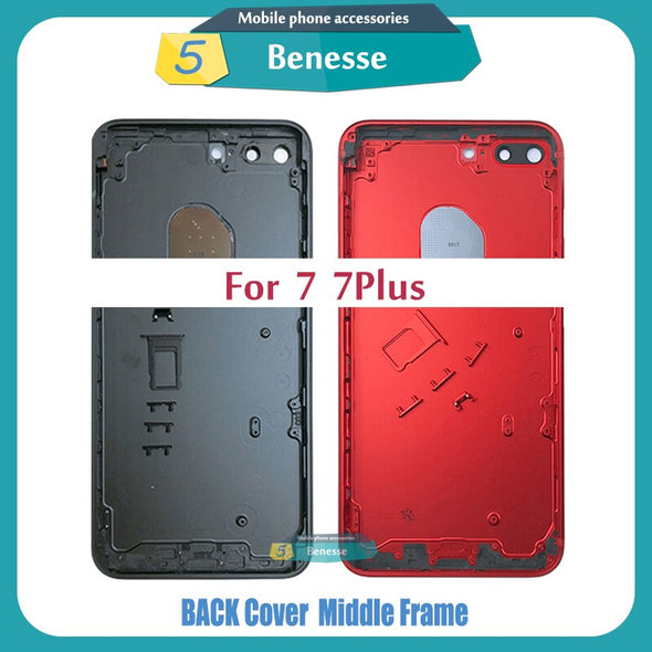 Back Housing for iPhone 7 / 7 Plus Back Cover Battery Door Rear Cover Chassis Middle Frame with Glass Replacement Parts