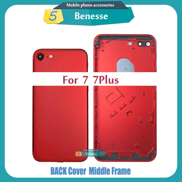 Back Housing for iPhone 7 / 7 Plus Back Cover Battery Door Rear Cover Chassis Middle Frame with Glass Replacement Parts