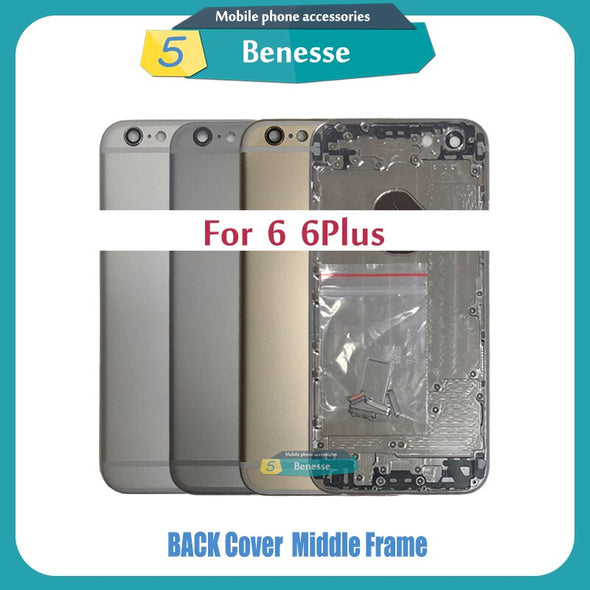 Back Housing for iPhone 6 / 6 Plus Battery Cover Middle Frame Chassis with Side Buttons Sim Tray Repair Parts