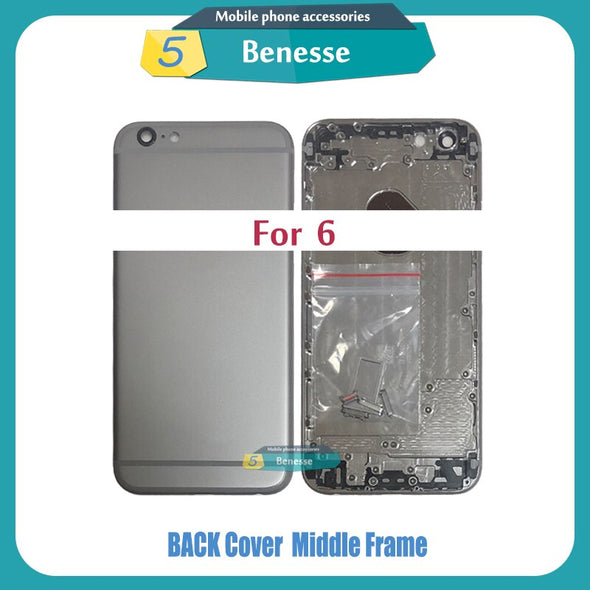 Back Housing for iPhone 6 / 6 Plus Battery Cover Middle Frame Chassis with Side Buttons Sim Tray Repair Parts