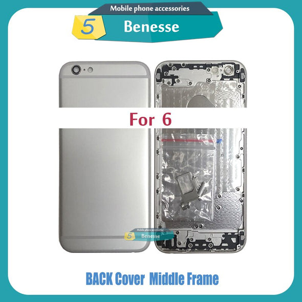 Back Housing for iPhone 6 / 6 Plus Battery Cover Middle Frame Chassis with Side Buttons Sim Tray Repair Parts