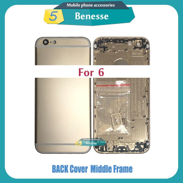 Back Housing for iPhone 6 / 6 Plus Battery Cover Middle Frame Chassis with Side Buttons Sim Tray Repair Parts