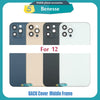 Back Housing for iPhone 12 / 12 Mini / 12 Pro / 12 Pro Max Back Cover Battery Door Rear Cover Chassis Middle Frame with Glass Replacement