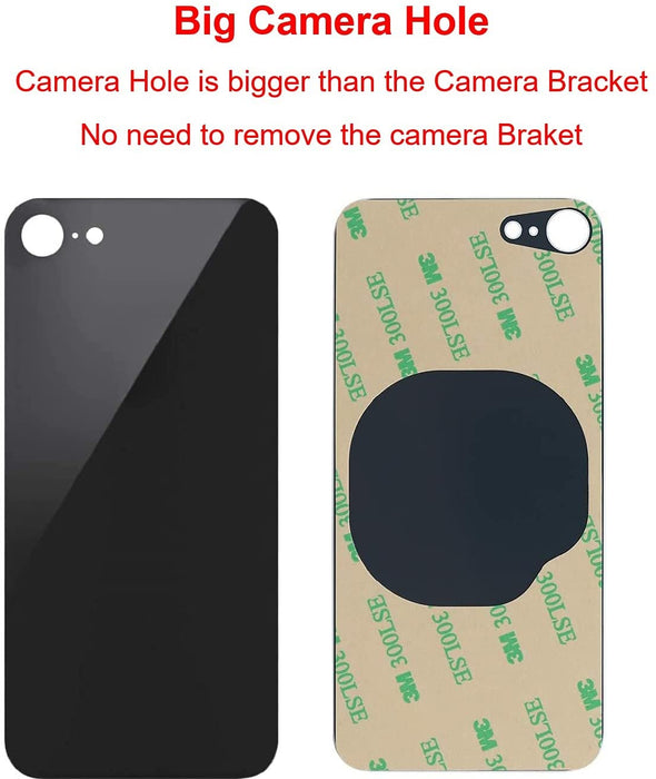 Big Hole Back Glass Replacement for iPhone 8 with Double Side Adhesive 3M Tape