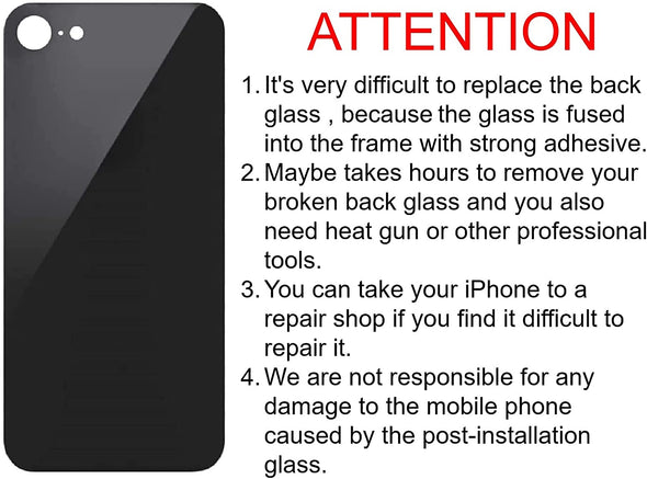 Big Hole Back Glass Replacement for iPhone 8 with Double Side Adhesive 3M Tape