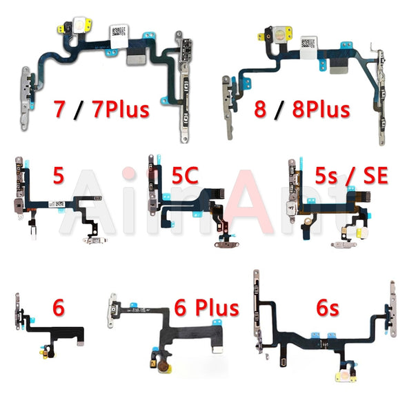 On/off Volume Buttons Mute Key Flex Cale For iPhone 6 6s 7 8 Plus 5 5s SE SE2