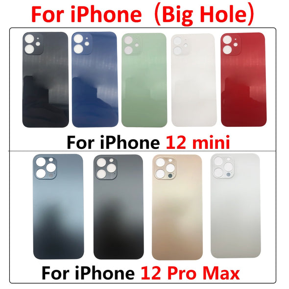 Big Hole Back Glass Replacement for iPhone 12 Mini / 12 Pro Max with Double Side Adhesive 3M Tape