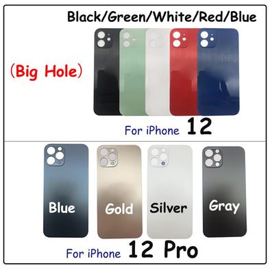 Big Hole Back Glass Replacement for iPhone 12 / 12 Pro with Double Side Adhesive 3M Tape