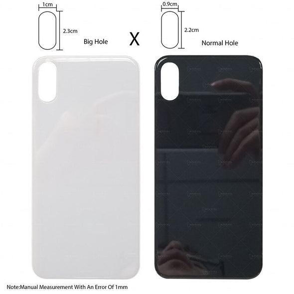 5pcs/lot Big Hole Back Glass Cover For iPhone X Xs Xsmax