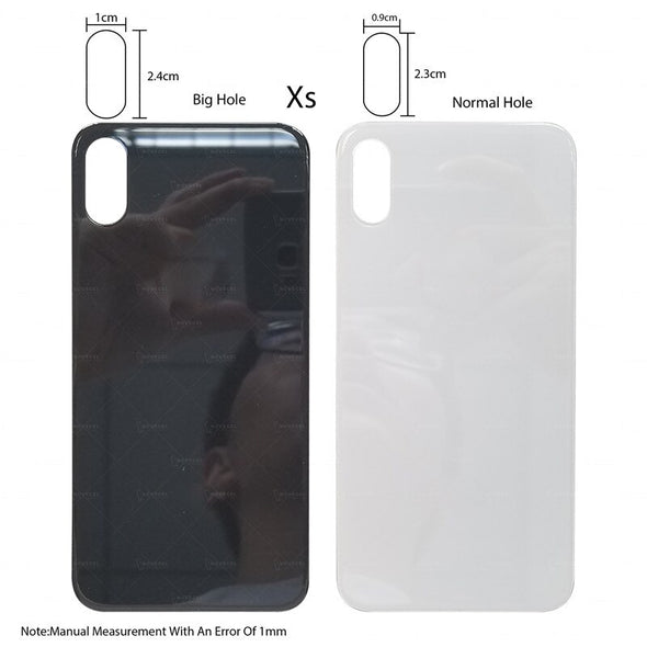 5pcs/lot Big Hole Back Glass Cover For iPhone X Xs Xsmax