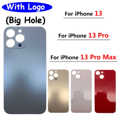 Big Hole Back Glass Replacement for iPhone 13 / 13 Pro / 13 Pro Max with Double Side Adhesive 3M Tape