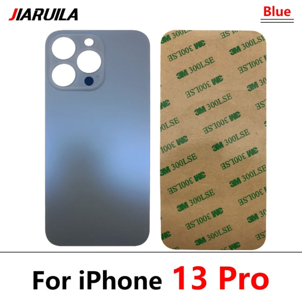 Big Hole Back Glass Replacement for iPhone 13 / 13 Pro / 13 Pro Max with Double Side Adhesive 3M Tape